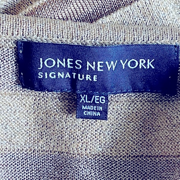 Jones of New York Metalic Gold Long Sleeve Scoop Neck Sweater size XL - Picture 4 of 7